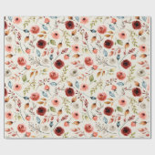 Terracotta Waterverf Bloemen Patroon Cadeaupapier (Vlak)