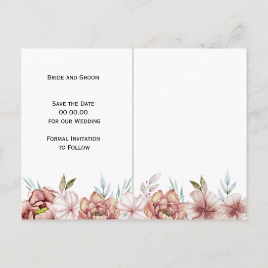 Terracotta waterverf bloemenbloemen Save the Date Briefkaart (Achterkant)