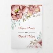 Terracotta waterverf bloemetjes bloemenfoto bruilo drieluik uitnodiging (Cover)