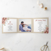 Terracotta waterverf bloemetjes trouwfoto drieluik programma (Binnen)