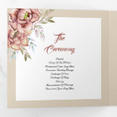 Terracotta waterverf bloemetjes trouwfoto drieluik programma (Binnenzijde eerst)