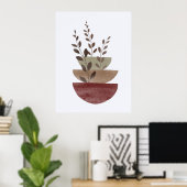 Terracotta Waterverf Bloempot Boho Muurkunst Poster (Thuiskantoor)