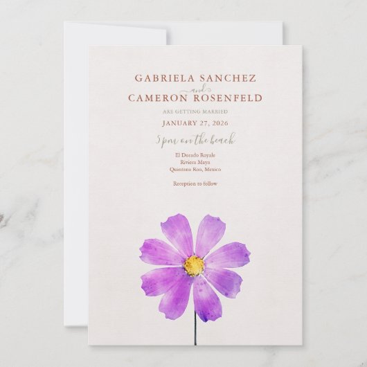 Terracotta Waterverf Boho Floral Daisy Wedding Kaart (Voorkant)