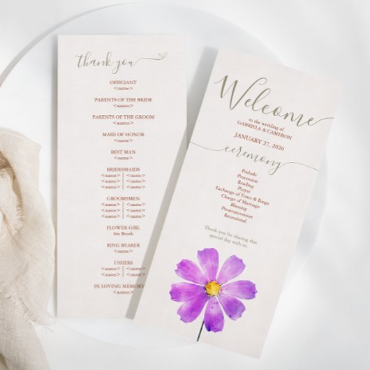 Terracotta Waterverf Daisy Wedding Programme Programmakaart