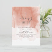 Terracotta Waterverf Desert Cross Boy Doop Kaart (Staand voorkant)