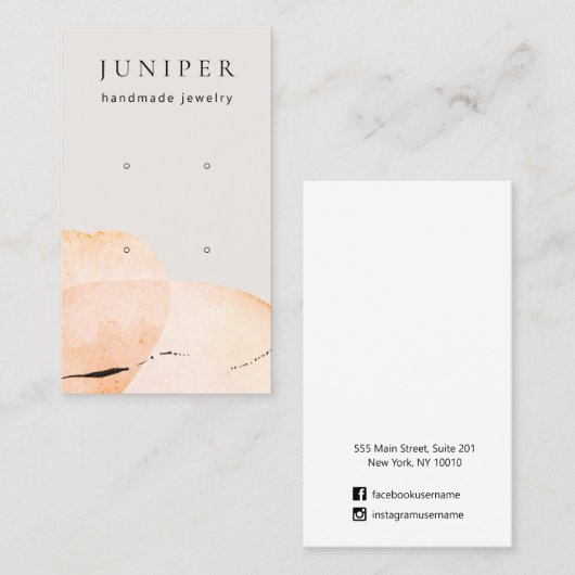 Terracotta Waterverf Earring Display Visitekaartje (Voorkant / Achterkant)