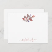 Terracotta Waterverf Fall Leaves Personalized Notitiekaartje (Voorkant / Achterkant)