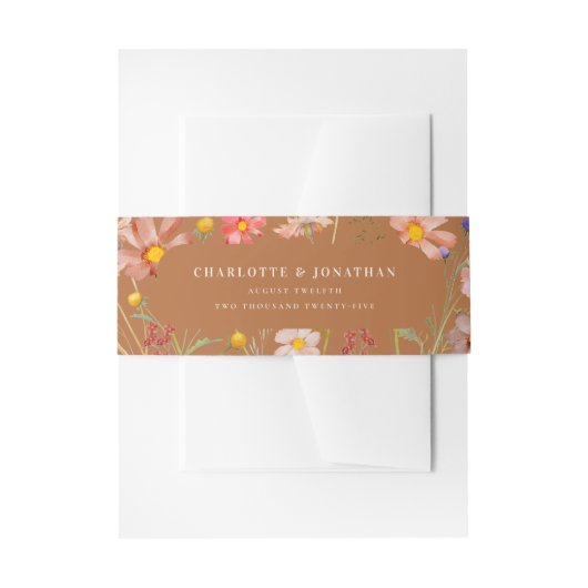 Terracotta Waterverf Floral Fall bruiloft Uitnodigingen Wikkel (Voorkant Voorbeeld)