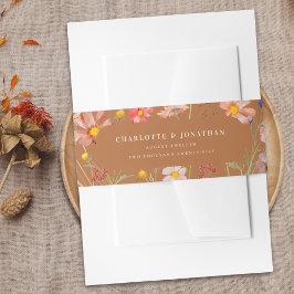 Terracotta Waterverf Floral Fall bruiloft Uitnodigingen Wikkel