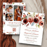 Terracotta Waterverf Floral Foto QR Code Weddensch Kaart<br><div class="desc">Verrijk je gasten met deze elegante bruiloft-uitnodiging die mooie oortige bloemen en moderne typografie bevat met QR-code voor online RSVP. Voeg eenvoudig uw gebeurtenisdetails op deze makkelijk te gebruiken sjabloon toe en voeg deze kaart met uw favoriete foto's toe om het een unieke gepersonaliseerde één-van-een-soort uitnodiging te maken.</div>