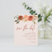 Terracotta Waterverf Floral slaat de datum op Save The Date (Staand voorkant)