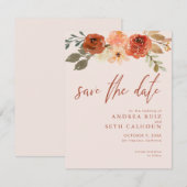 Terracotta Waterverf Floral slaat de datum op Save The Date (Voorkant / Achterkant)