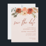 Terracotta Waterverf Floral slaat de datum op Save The Date<br><div class="desc">Mooie terracotta waterverf floral Save the Dates met een minimaal en modern design.</div>