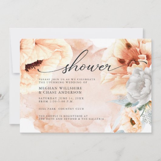 Terracotta Waterverf Flowers Vrijgezellenfeest Kaart (Voorkant)