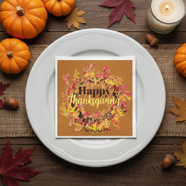 Terracotta Waterverf Krans Familie Thanksgiving Servet
