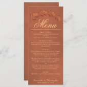 Terracotta Waterverf laat het legant Wedding-menu  Menu (Voorkant / Achterkant)