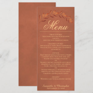 Terracotta Waterverf laat het legant Wedding-menu  Menu