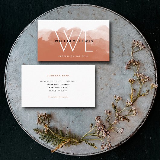 Terracotta Waterverf Moderne sociale media Visitekaartje