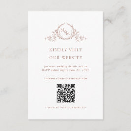 Terracotta Waterverf Monogram QR Code/RSVP Online Informatiekaartje