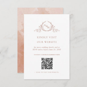 Terracotta Waterverf Monogram QR Code/RSVP Online Informatiekaartje
