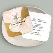 Terracotta Waterverf Plant laat goud over Vierkante Visitekaartje