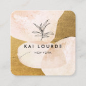 Terracotta Waterverf Plant laat goud over Vierkante Visitekaartje (Voorkant)