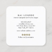 Terracotta Waterverf Plant laat goud over Vierkante Visitekaartje (Achterkant)