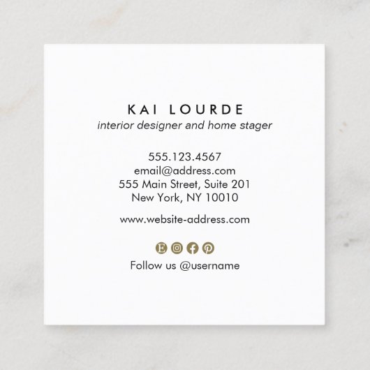 Terracotta Waterverf Plant Leaves Vierkante Visitekaartje (Achterkant)