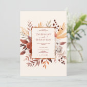 Terracotta Waterverf Rustieke Herfst Bloemenbruilo Kaart (Staand voorkant)