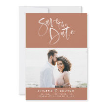 Terracotta waterverf scripttypografie bruiloft