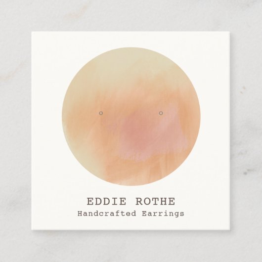 Terracotta Waterverf Stud Earring Display Vierkante Visitekaartje (Voorkant)