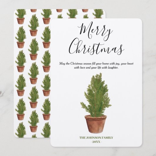 Terracotta Waterverf Vrolijke kerstboom vakantie (Voorkant / Achterkant)