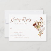 Terracotta Waterverf Wildflower Boho Wedding RSVP (Voorkant)