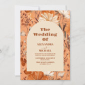 Terracotta Waterverf Wildflower Bruiloft Kaart (Voorkant)