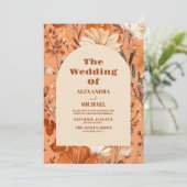 Terracotta Waterverf Wildflower Bruiloft Kaart (Staand voorkant)