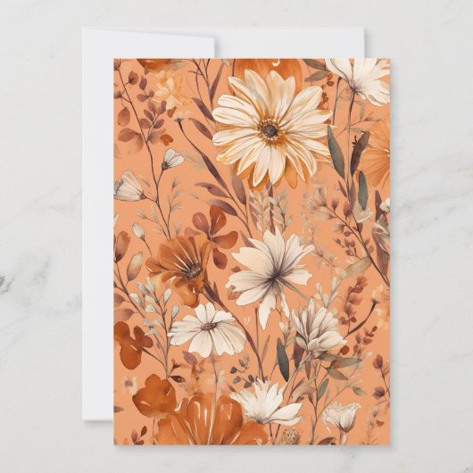 Terracotta Waterverf Wildflower Bruiloft Kaart (Achterkant)