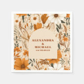 Terracotta Waterverf Wildflower Bruiloft Servet (Voorkant)