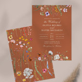 Terracotta Waterverf Wildflower Meadow Bruiloft Kaart