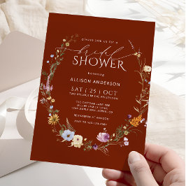 Terracotta Waterverf Wildflower Vrijgezellenfeest Kaart