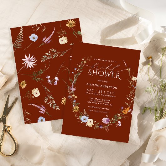 Terracotta Waterverf Wildflower Vrijgezellenfeest Kaart