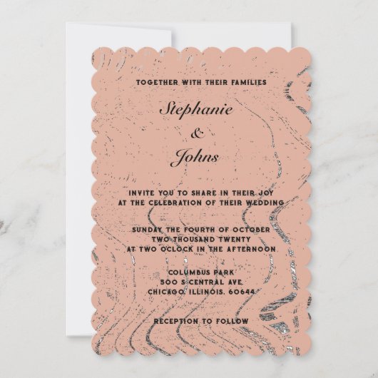 Terracotta Wave Abstracte Scallop Boheemse Bruilof Kaart (Voorkant)