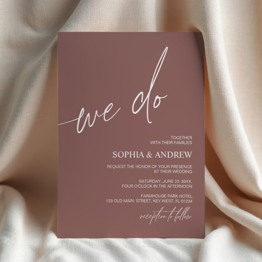 Terracotta We Do Minimalist Wedding Invitation Kaart