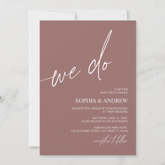 Terracotta We Do Minimalist Wedding Invitation Kaart (Voorkant)