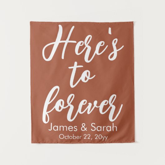 Terracotta Wedding Backdrop Hier is voor altijd ee Wandkleed (Voorkant)