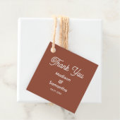Terracotta Wedding Brown White Rustic Favor Bedankjes Labels (In situ)