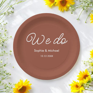 Terracotta Wedding Burnt Sinaasappel dat we doen Papieren Bordje