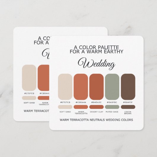 Terracotta Wedding Color Palette Card Kaart (Voorkant / Achterkant)