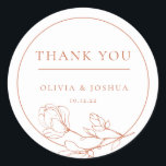 Terracotta Wedding Dank u wel Classic Round Sticke Ronde Sticker<br><div class="desc">Dit is Modern Terracotta Boho Wedding Dank je sjabloon,  die een beetje elegantie zal toevoegen aan je trouwpartij decor,  en roest- en woestijnschaduwen zullen geweldig zijn voor het Dall Wedding. Overeenkomende artikelen,  inclusief een uitnodigingssuite en een kantoorbenodigdheden voor de dag uit,  zijn eveneens beschikbaar.</div>