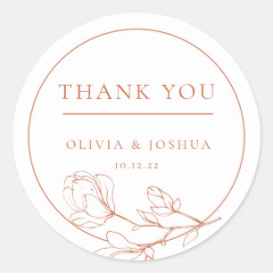 Terracotta Wedding Dank u wel Classic Round Sticke Ronde Sticker