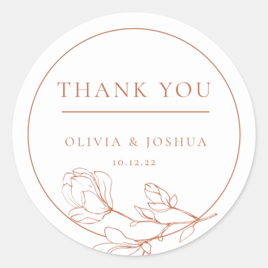 Terracotta Wedding Dank u wel Classic Round Sticke Ronde Sticker (Voorkant)